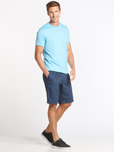 Men's Super Combed Mercerised Cotton Woven Fabric Straight Fit Printed Shorts with Side Pockets - Stellar