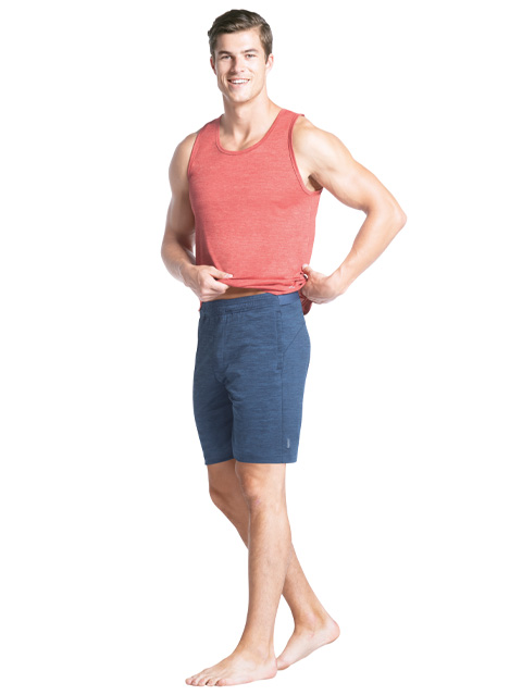 Men's Recycled Microfiber Elastane Stretch Straight Fit Solid Shorts with Stay Fresh Treatment - Navy