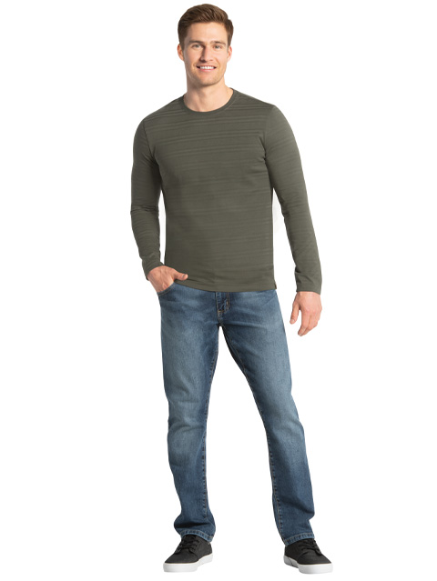 Men's Super Combed Supima Cotton Solid Round Neck Full Sleeve T-Shirt - Deep Olive