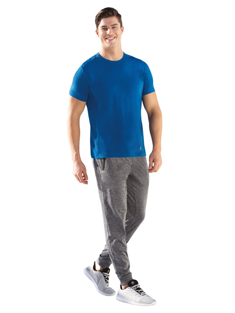 Men's Super Combed Cotton Blend Solid Round Neck Half Sleeve T-Shirt with Stay Fresh Treatment - Move Blue