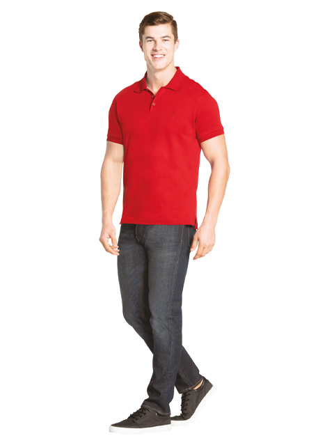 Men's Super Combed Cotton Rich Solid Half Sleeve Polo T-Shirt - Shanghai Red