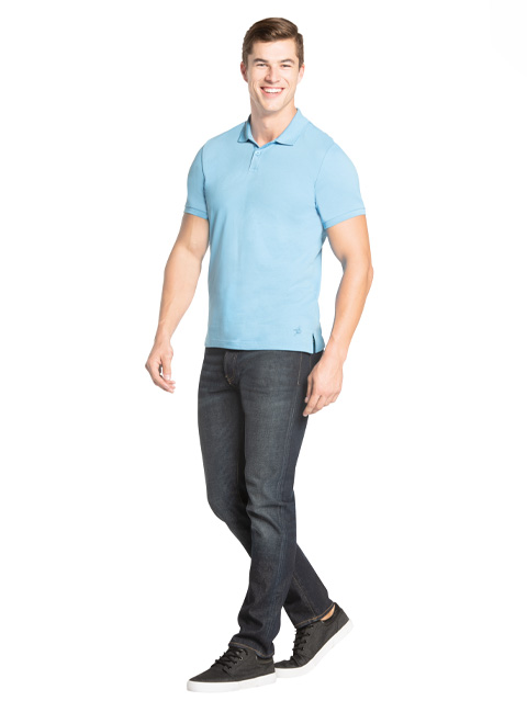 Men's Super Combed Cotton Rich Pique Fabric Solid Half Sleeve Polo T-Shirt - Seaport Teal