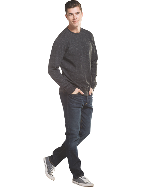 Men's Super Combed Cotton French Terry Solid Sweatshirt with Ribbed Cuffs - Graphite