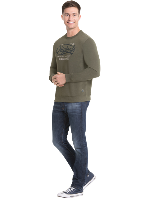 Super Combed Cotton Rich French Terry Printed Sweatshirt with Ribbed Cuffs