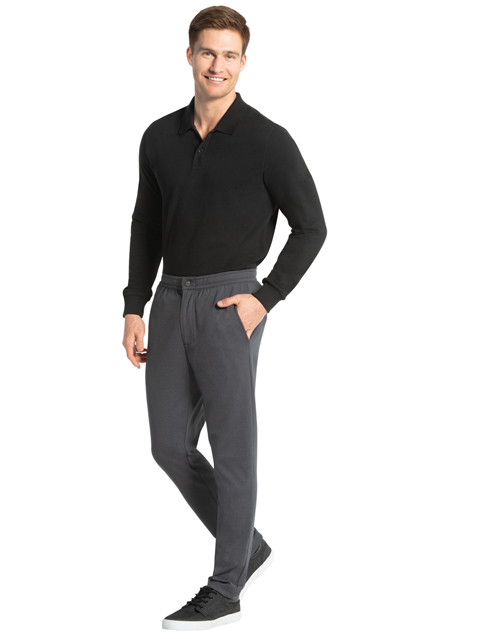 Men's Microfiber Slim Fit All Day Pants with Convenient Side and Back Pockets - Black Sand