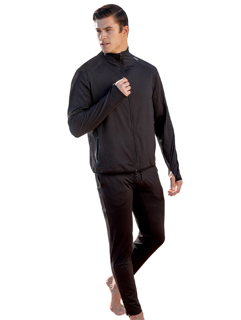 Men's Soft Touch Microfiber Elastane Stretch Thumbhole Jacket with Stay Dry Treatment - Black