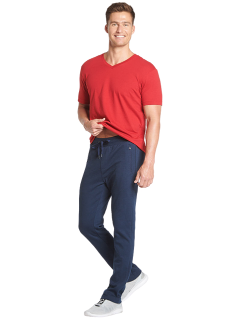 Men's Super Combed Cotton Rich Pique Interlock Fabric Slim Fit Trackpants with Side and Back Pockets - Insignia Blue