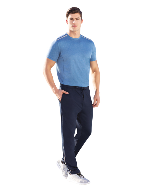 Men's Microfiber Elastane Stretch Slim Fit Trackpants with Zipper Pockets and Stay Fresh Treatment - Navy