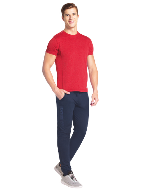 Men's Super Combed Cotton Rich Slim Fit Joggers with Side Pockets - Navy