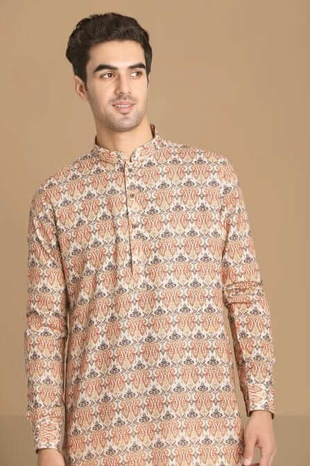 Amber Yellow Self Design Kurta Set