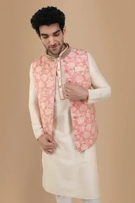 Mint Green Bead Embroidered Sherwani with Dupatta